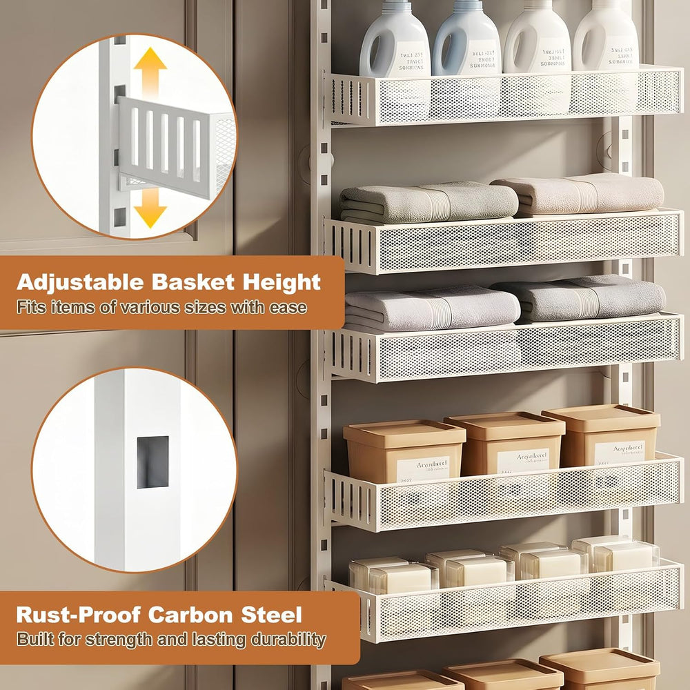 Over the Door Pantry Organizer, 8-Tier Heavy-Duty Door Spice Rack with Mesh B...