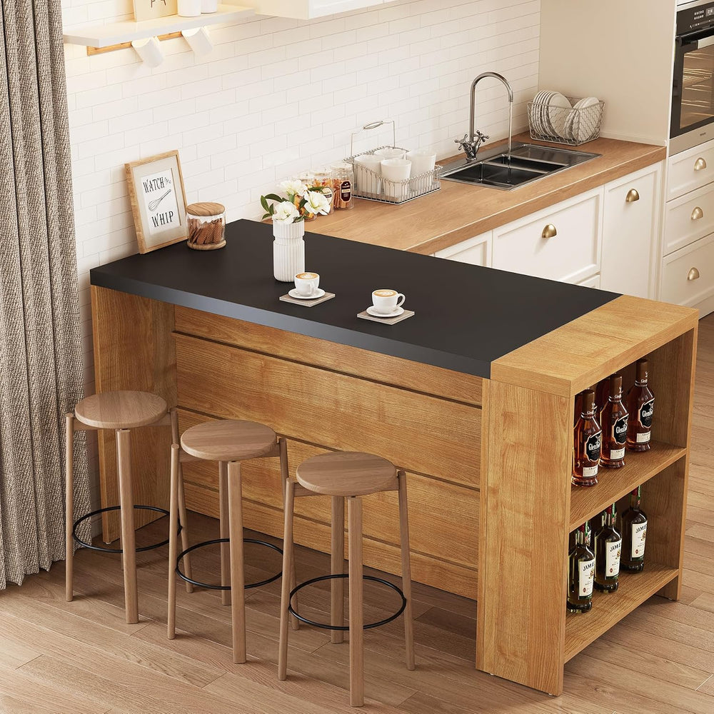 Little Tree 55 Inches Kitchen Island, 4-Tier Kitchen Storage Cabinet with Lar...