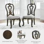 Signature Design by Ashley Maylee Classic Upholstered Armless Dining Chair, Set of 2, Dark Brown