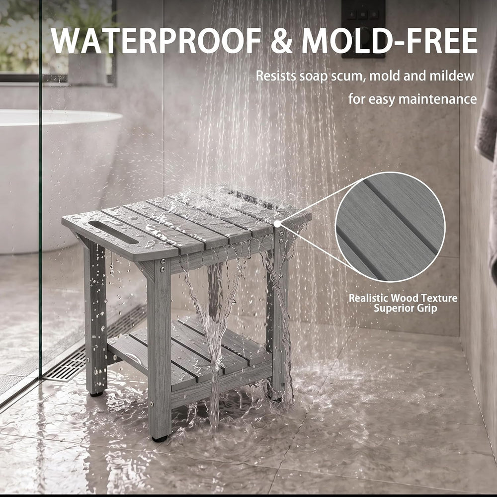 Waterproof HDPS 18.7" Shower Bench, Shower Chair for Inside Shower, Gray