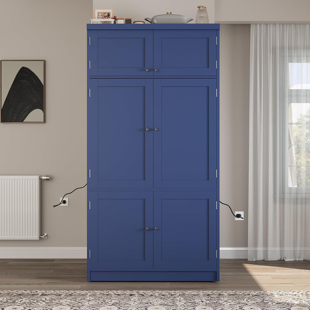 80.1'' Tall Freestanding Kitchen Pantry,Large Shake Style Storage Cab...