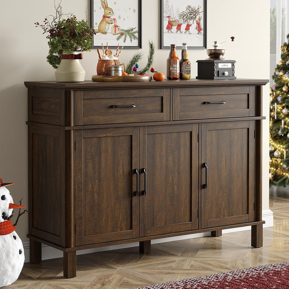 48 Inch Sideboard Buffet Cabinet with Storage, Farmhouse Coffee Bar Cabinet w...