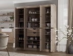 Palace Imports Solid Wood Pantry Cabinet - 71.5" Tall, 65" Wide - Wooden Storage Cabinet w/ 2-Drawer Kit & Adjustable Shelves - Beige, Renewable Eco-Friendly 100% Wood, Made in Brazil