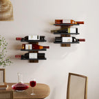 Hoctieon 3-Tier Wall Mount Wine Rack Set (6 Bottles), Wall Mounted Wine Bottle Racks for Display and Storage, Hanging Bottle Holder, for Living Room, Dining Room, Bar, Wine Cellar, Rustic Brown