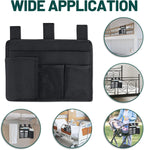 Bedside Caddy Organizer - Bed Organizer Caddy for Remotes Control Phone Glasses Magazines Tablets Accessories - Wheelchair Bag for Hospital Home Office Dorm Room (4 pocket)