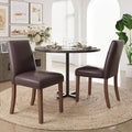 Dining Chairs Set of 2, Modern Dining Room Chairs with Wooden Legs, Faux Leather Upholstered Kitchen Farmhouse Parsons Chairs for Restaurant & Cafe- Dark Brown