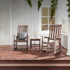 Outdoor Rocking Chairs Set of 2, Oversized Porch Rocker (Brown) | Weather Resistant Rocking Chairs with High Back, Heavy-Duty Large Patio Rocker with 350lbs Weight Capacity for Adult