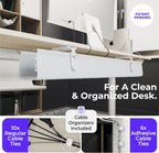 Ascrono Original No Drill Under Desk Cable Management Tray 53.9" - Premium White Fabric Cable Management Under Desk - Clamp/Screw Mount Cord Organizer - Supports Upto 66lbs - Extra Large
