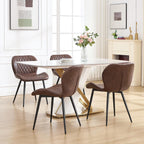 Dining Chairs Set of 4, Comfy Modern Dining Chairs with Thick Cushions, Upholstered Fabric Kitchen Side Chairs with Adjustable Metal Legs for Dining Room (Brown)
