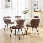 Dining Chairs Set of 4, Comfy Modern Dining Chairs with Thick Cushions, Upholstered Fabric Kitchen Side Chairs with Adjustable Metal Legs for Dining Room (Brown)