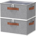 OUTBROS Clothes Storage Boxes with Lid, Large Foldable Bags, Wardrobe Organiser with Handle and Zipper, Used for storing blankets, pillows, 15.7 x 11.8 x 7.9 inch, 2-Pack