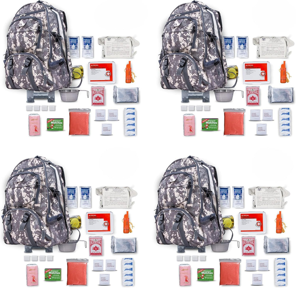 Family 4 Pack - B72 - Pro Series Deluxe Camo 72 Hour Emergency Backpack Survi...