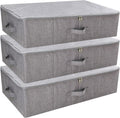 iwill CREATE PRO Folding Washable Dustproof Under bed Storage Bins with Lids, Underbed Storage Containers for Closet, Wardrobe Clothes, Blanket, Duvets, Sweaters Organizer, Dark Gray, Pack of 3