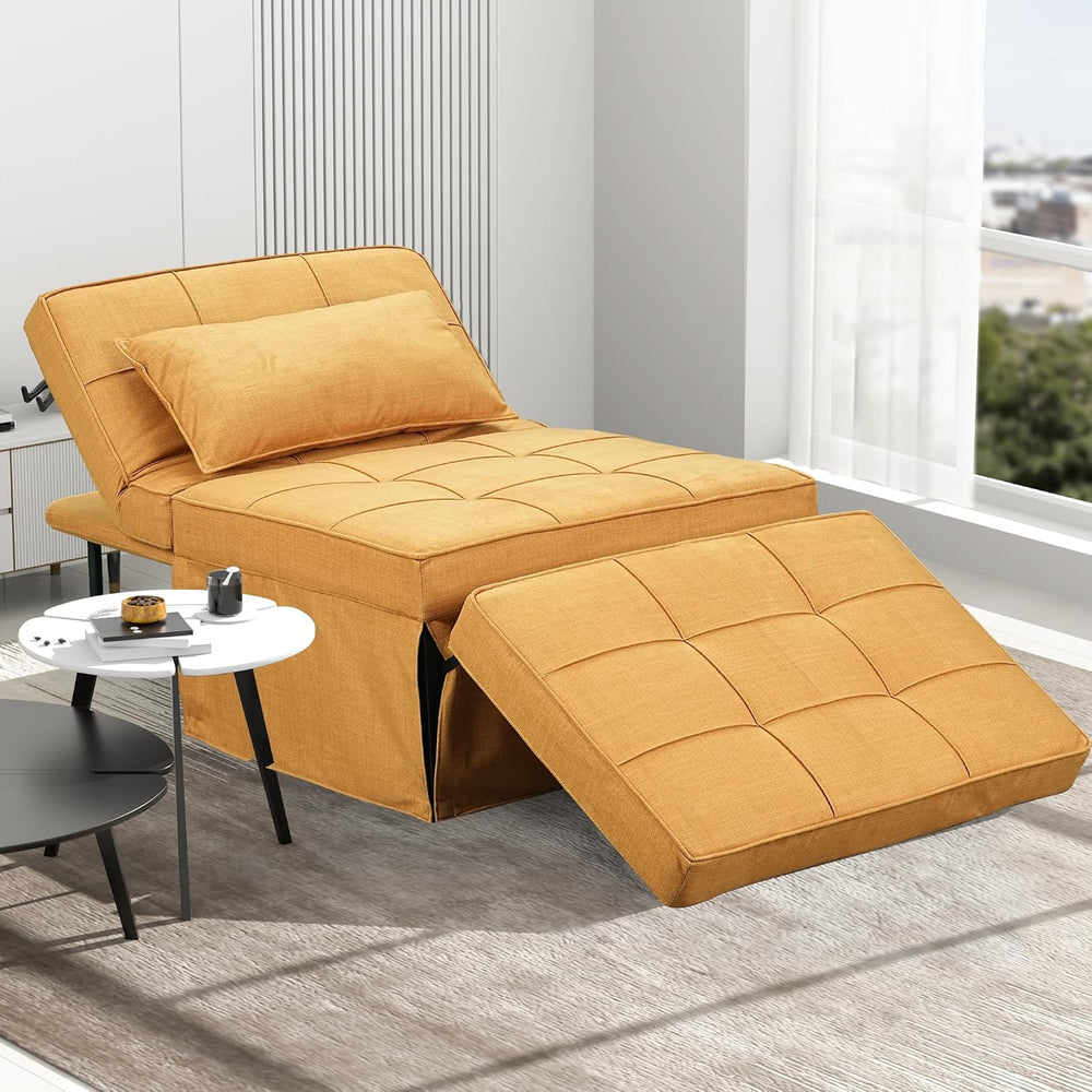 Yellow Sofa Bed, Convertible Chair 4 in 1 Multi-Function Modern Folding Ottom...