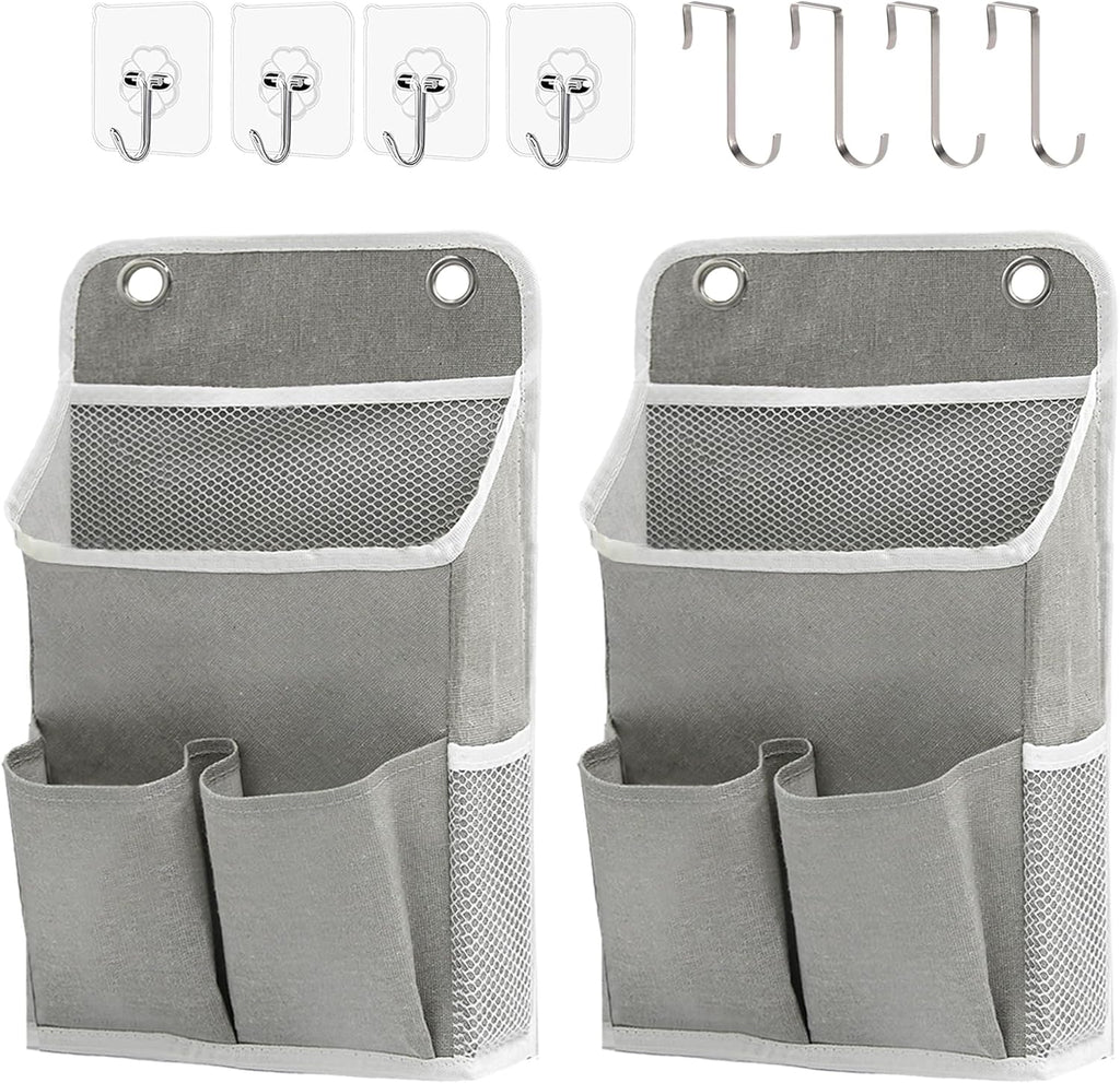 Hanging Basket for Organizing, Wall Organizer with Pockets and Over The Door Organizer，Can for Home, Closet, Office and Camper (2 Grey)