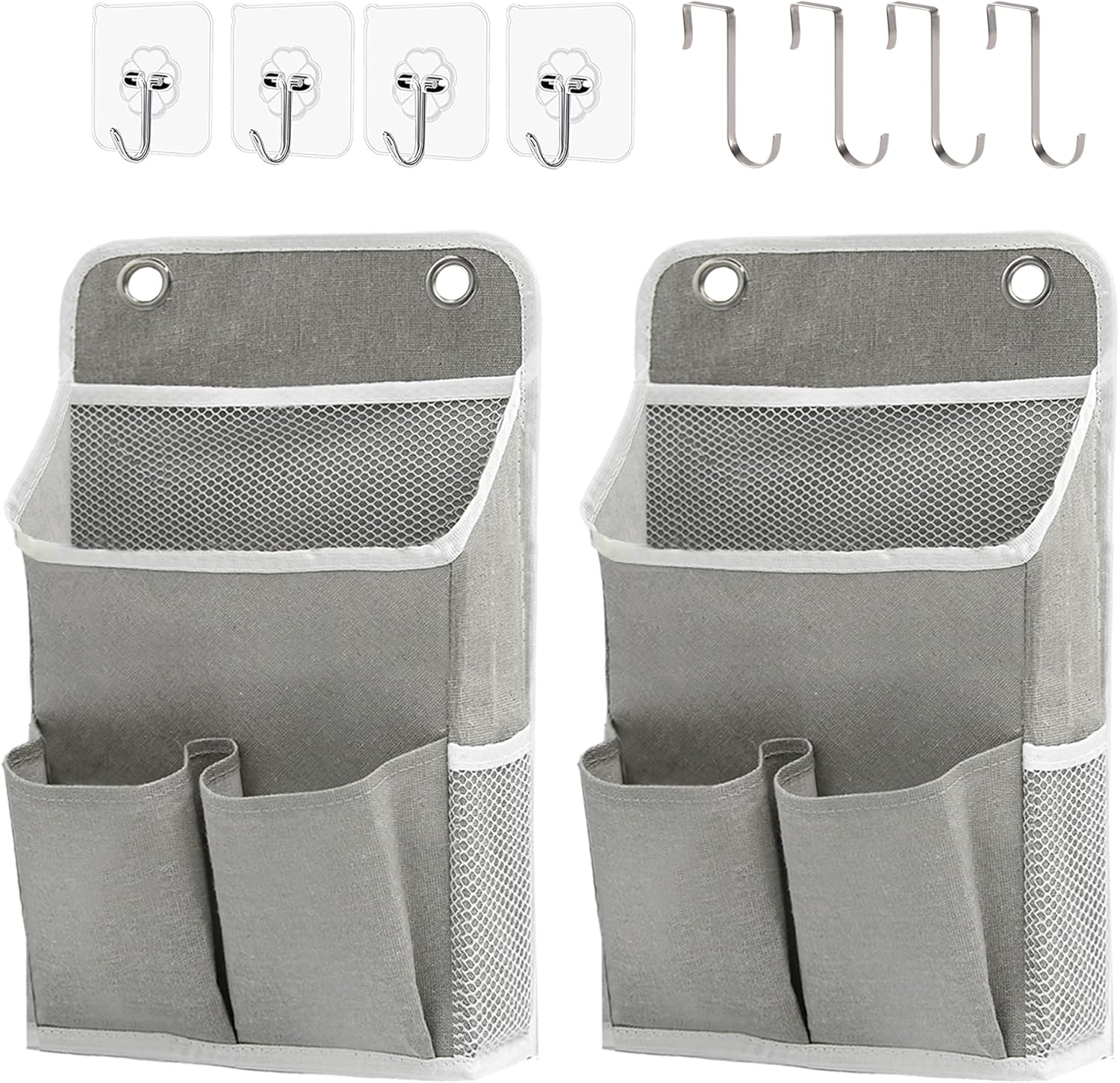 Hanging Basket for Organizing, Wall Organizer with Pockets and Over The Door Organizer，Can for Home, Closet, Office and Camper (2 Grey)