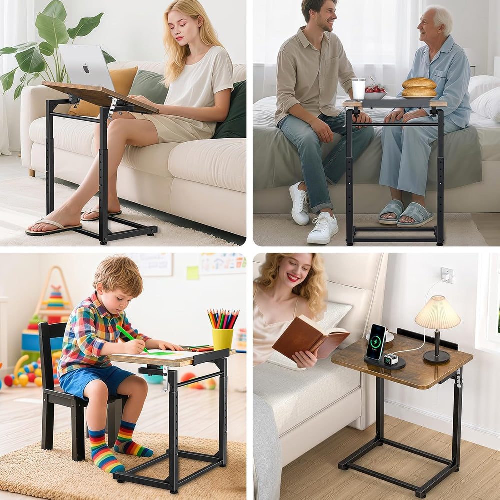 Upgrade Tv Tray Table Set of 2, 8-Level Adjustable Height Couch Side Table, 9...