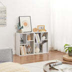 VECELO 3-Cube Small Bookshelf, Modern Bookcases with Shelves Height Up to 12.8 Inches, Suit for Common Size Textbook, Vertical or Horizontal, Cubby Storage Organizer,Pearl White