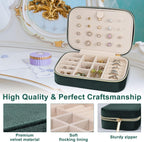 Dajasan Velvet Travel Jewelry Box, Mini Travel Jewelry Case, Small Portable Travel Jewelry Organizer for Women Girls (Green)