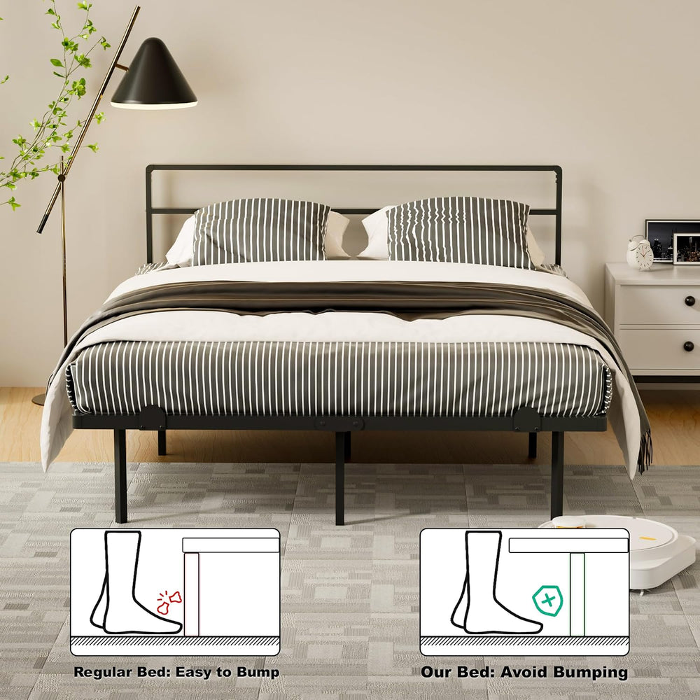 AGXI Full Size Bed Frame with Headboard, 14 Inch Floating Bed with Smart LED ...