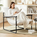 Modern Accent Chair for Living Room,Arm Chair with Metal Frame,Upholstered Armchair with Soft Cushion for Bedroom Lounge Reading Room (Beige)