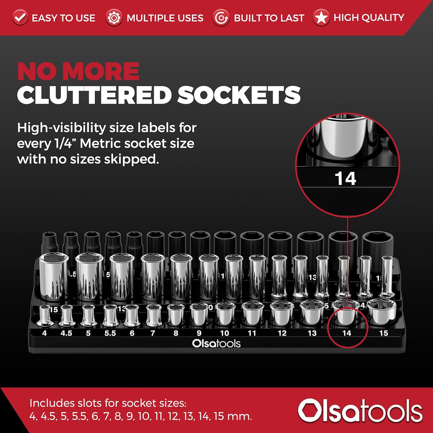 Magnetic Socket Holder in 3 Rows by Olsa Tools