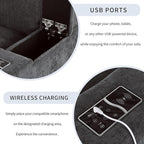 133.9 Inch Modular Convertible Sectional Sofa with Storage, USB Ports, Wireless Charging & Built-in Speaker in Arm, L-Shaped Upholstered Sleeper Couch for Living Room Office, Gray