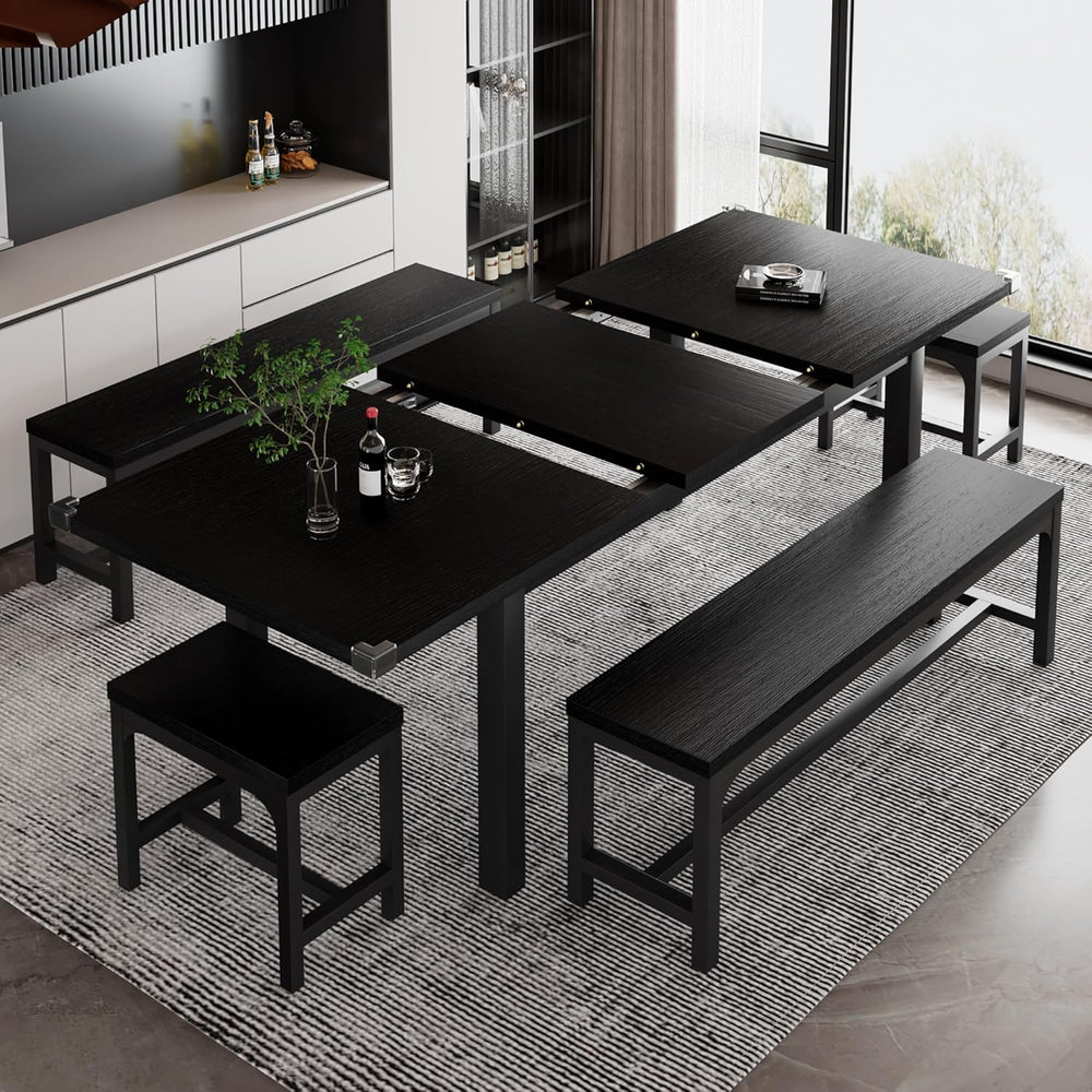 iPormis 5-Piece Dining Table Set for 4-8 People, Extendable Kitchen Table Set...