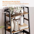 HITNET Ladder Shelf, 4 Tier Bookshelf with Bamboo Frame, Freestanding Bathroom Storage Shelving Unit for Living Room, Home Office, Bedroom, Rustic Brown and Black
