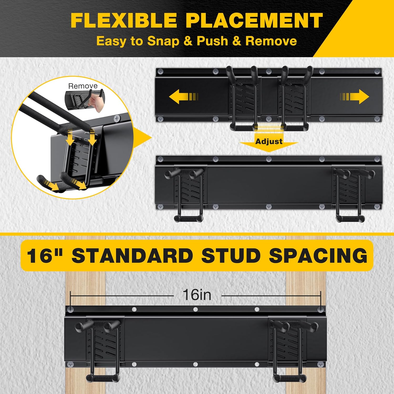 Garage Tool Organizer Wall Mount with 32 inches Rails and Adjustable Heavy-Duty Hooks, Garden Tool Organizer, Carries 300 lbs, Heavy Duty Garage Storage Rack For Yard, Shed, Workshop, Easy to Install
