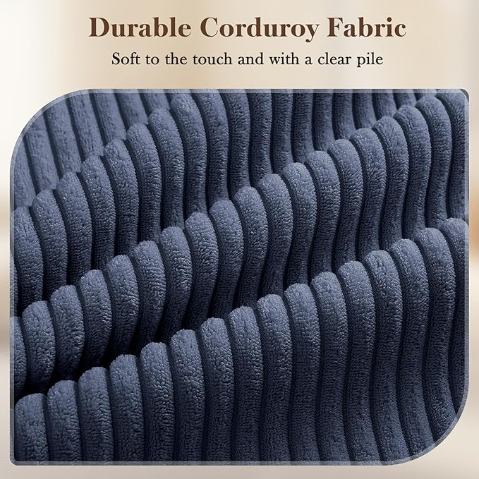 Vesgantti 38.5" Accent Chair Dark Blue, Comfy Corduroy Single Sofa Seat with Spring Cushion, Upholstered Armchair with Deep Seat, Reading Chair for Adults, Modern Sofa for Living Room, Bedroom