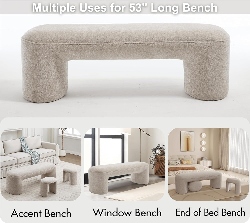Hyfirm 3-Pieces Modern Upholstered Ottoman Waterfall Bench for Bedroom End of...