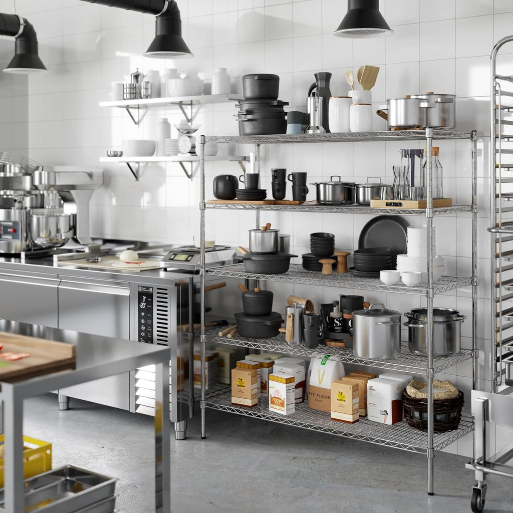 21" Deep x 54" Wide x 64" Height Wire Shelving Kit | 5-Tier | NSF Commercial Storage Rack Unit