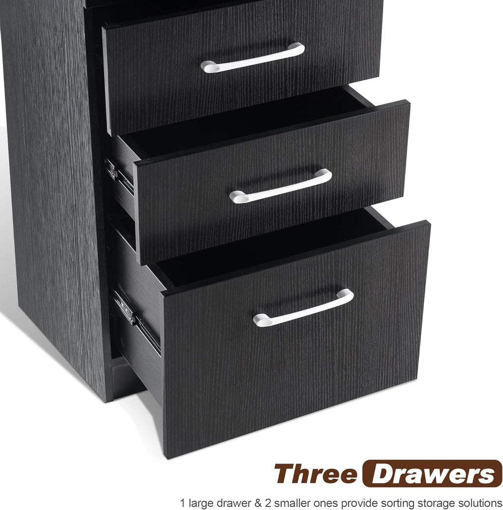 BarberPub Salon Storage Cabinet Beauty Locker Hair Dryer Holder Stylist Spa Equipment with Drawer 2035 (Black)