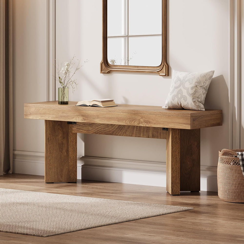 Tribesigns 47" Wooden Entryway Bench, Farmhouse Indoor End of Bed Bench,...