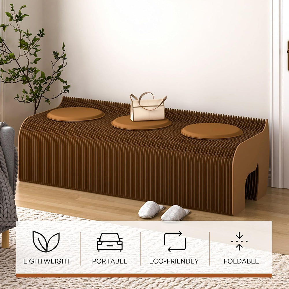 Modern Accordion Folding Paper Stool with 3 Cushions, Portable & Durable ...