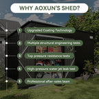Aoxun 7.5'x4' Triple Door Shed Outdoor Storage Shed with Three Lockable Door for Easily Accessing Metal Storage Cabinet with Slopping Roof for Tools Bicycles Storage for Garden, Backyards (Black)