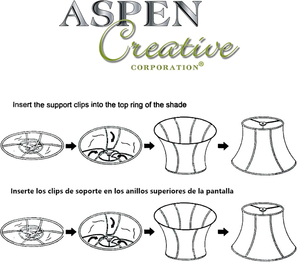 Aspen Creative 38003 Transitional Bell Shape Spider Construction Lamp Shade i...