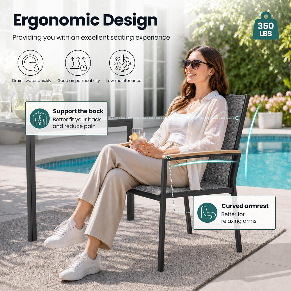 Pamapic 7-Piece Outdoor Dining Set, All Weather Patio Table and Chairs Set wi...