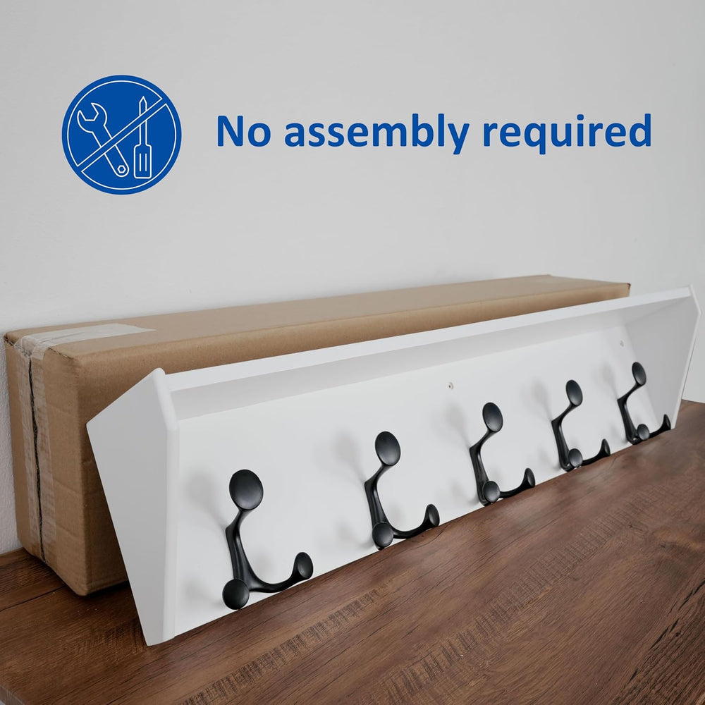 WEBI Wall Shelf with Hooks Underneath,35" Long Wall Mounted Coat Rack wi...