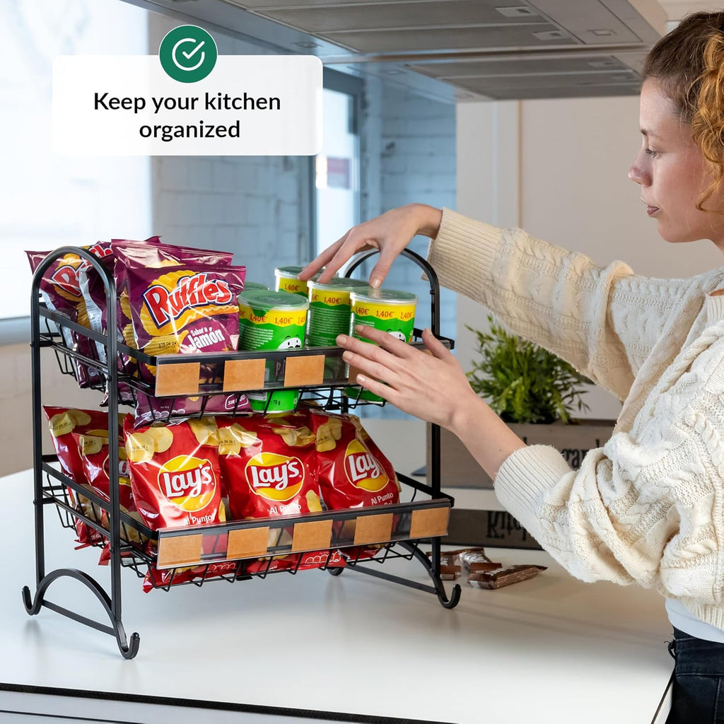 ODOXIA Candy Display Rack | Stackable Candy Organizer | Snack Organizer For Countertop | Snack Shelf And Chip Rack For Stores | Snack Display For Counter | Snack Stand For Office 2-Pack