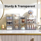 Prsildan Acrylic Drawer Organizer with 17 Drawers, Craft Office Desk Makeup Organizers Accessories, Set of 4 Clear Stackable Storage Drawers for Vanity, Countertop, Jewelry, Art Supply Organization