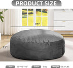 Hobestluk 6FT Bean Bag Chair Bean Bag Chairs for Adults Giant Bean Chairs with Velvet Cover, Memory Foam BeanBag Chair Fluffy BeanBag Chairs for Living Room, Bedroom- Grey (70" x 70" x 15")