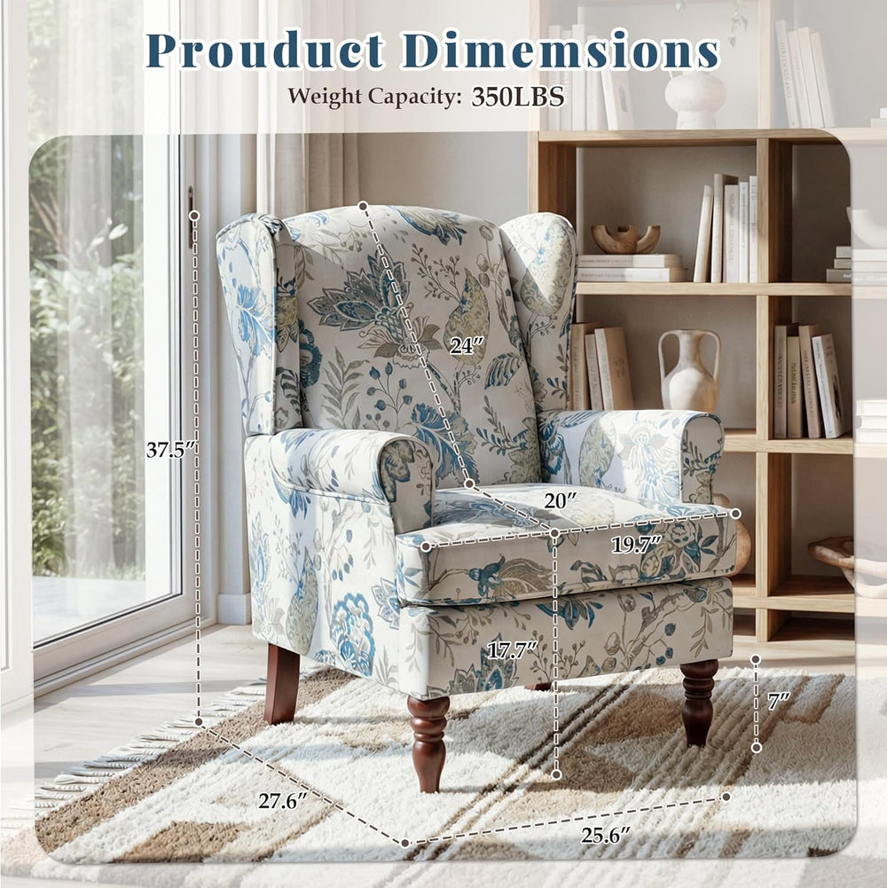 EROMMY Floral Accent Chair, Comfortable High Back Upholstered Armchair with S...