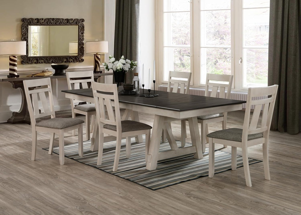 WILLIAMSPACE 94" Extendable Dining Table Set for 6, Rustic Farmhouse Rec...