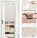 STORAGE MANIAC Over the Door Shoe Organizer with Curtain Dustproof Heavy-Duty Large Deep Pocket Hanging Shoe Organizer for Closet Dorm & Narrow Door Storage Shoe Holder Shoe Rack, 9-Shelf Beige 1 Pack