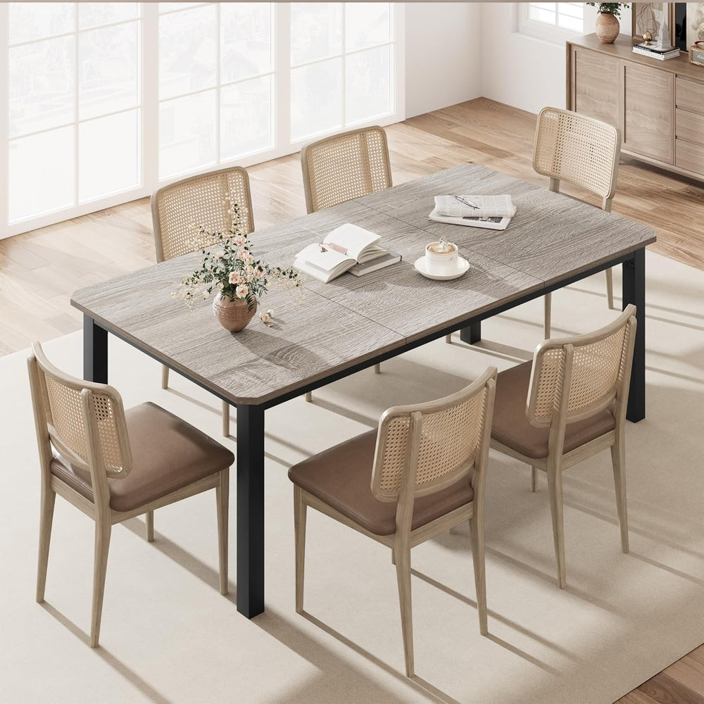 IDEALHOUSE 78.7" Long Rectangle Dining Table for 6-8 People, Industrial ...