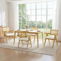 CHITA Rattan Dining Chairs Set of 4, Modern Dining Chair with 2.8inch Cushion, Rubberwood Frame Accent Chairs for Dining Room/Kitchen/Living Room, Oak
