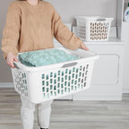 Sterilite Laundry Basket, Plastic Clothes Hamper, Large Rectangle Bin with Comfort Grip Handles and Reinforced Rim, 2 Bushel Capacity, White, 24 Pack