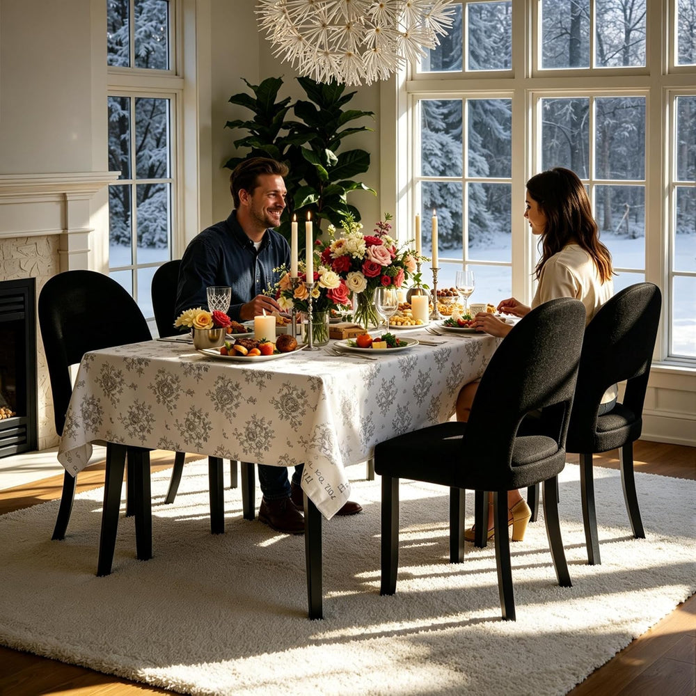 Wooden Dining Chairs Set of 4, Upholstered Kitchen Chairs with Linen Fabric B...